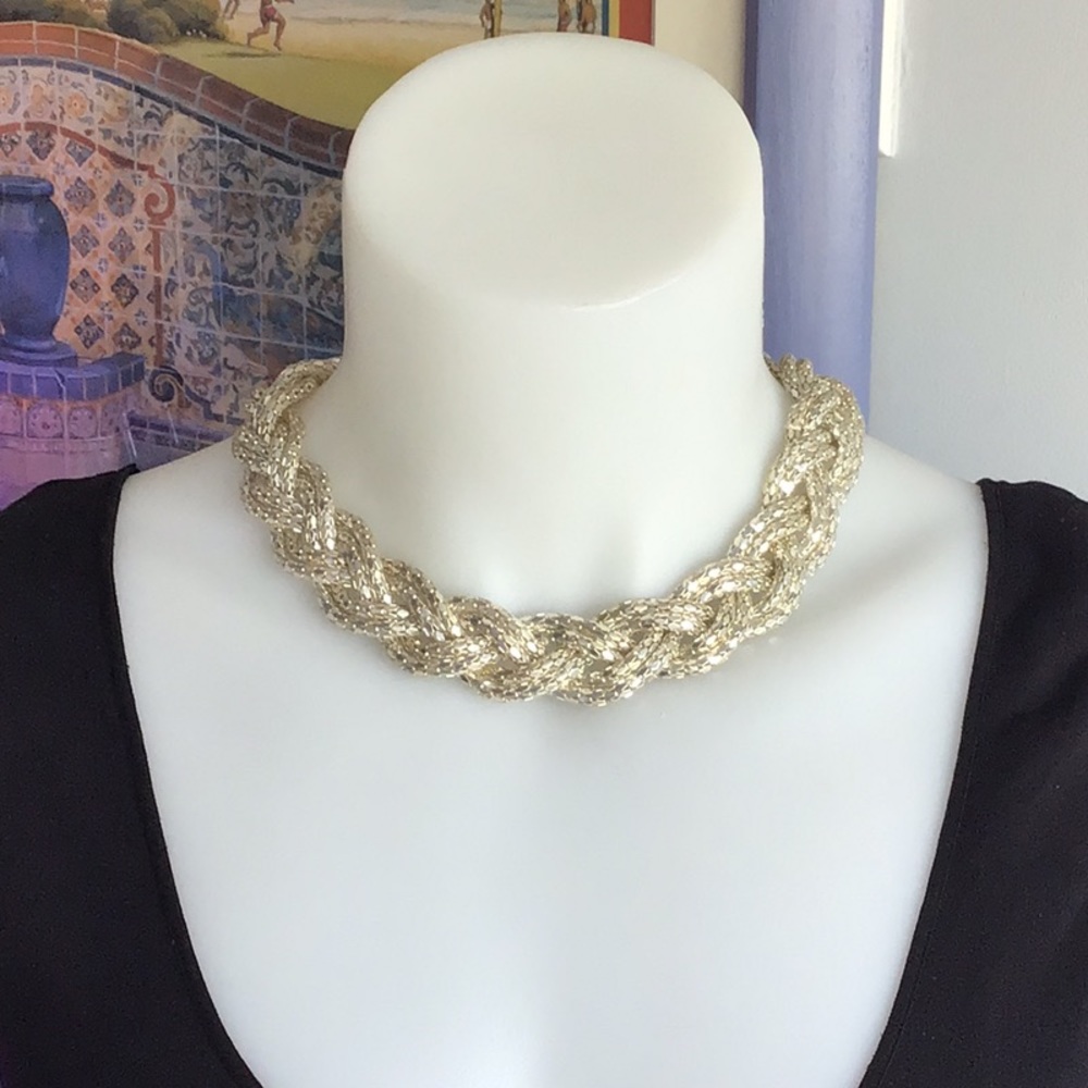 Fancy Silver Plate, Large Braided Necklace